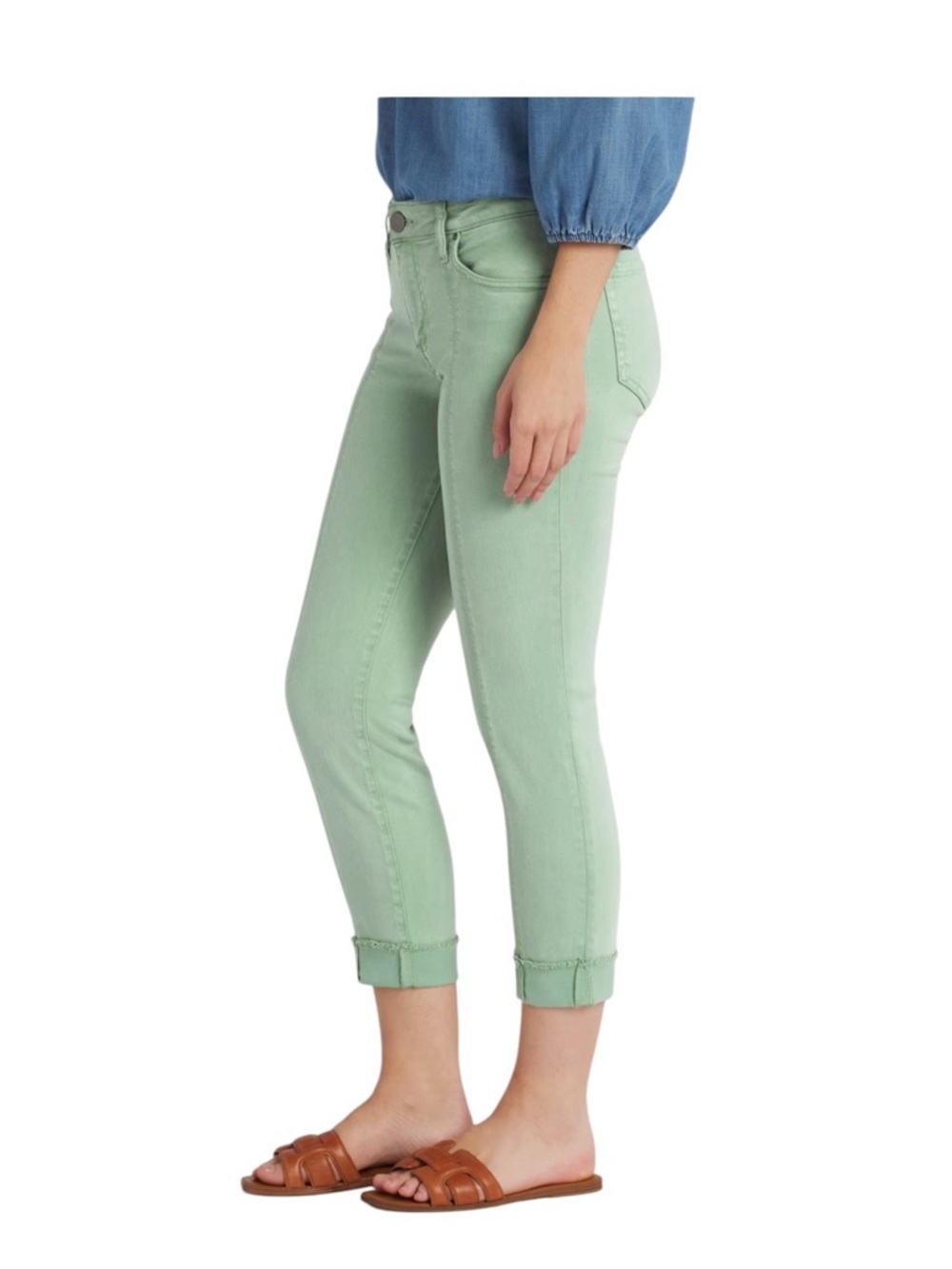 Kut From The Kloth Amy Crop Straight Leg Jean in Green size 12
